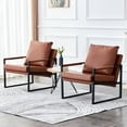 thumbnail image 5 of Wasait PU Leather Accent Arm Chair Mid Century Upholstered Armchair with Metal Frame Extra-Thick Padded Backrest and Seat Cushion Sofa Chairs for Living Room, 5 of 9