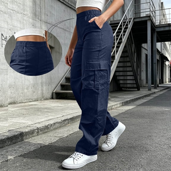 CQONEPT Women Cargo Pant Ripstop Durable Work Pants Athletic Outdoor Camping Trvel Hiking Trousers with Multi Pockets Navy S