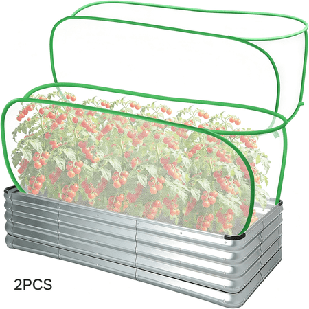 MISSMILE 2Pcs Garden Netting Covers for Raised Beds,3.9 X 2Ft Garden Raised Bed Cover with 10 Stakes,Plant Netting for Garden Protection,Insect Bird Pest Barrier for Vegetables Fruits Flowers Crops