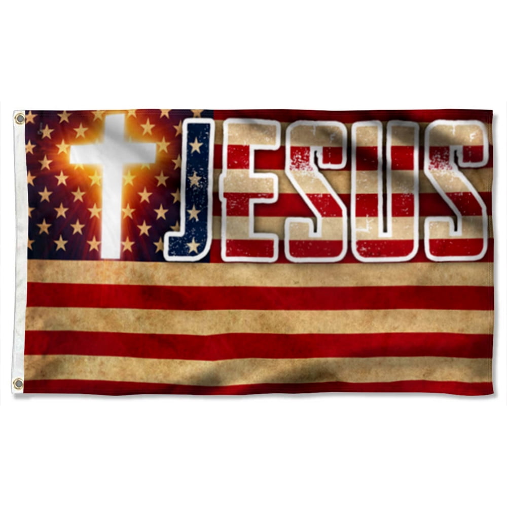 Cayyon Jesus Flag 3x5feet American Grommet Flag Banner With 2 Brass