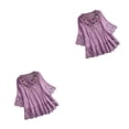 thumbnail image 2 of Camisa Jumpingount de moda para mujer Blusa vintage con cuello en V ocio diario Playa púrpura XXXL, 2 of 6