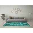 thumbnail image 3 of Ahgly Company Machine Washable Indoor Rectangle Oriental Turquoise Blue Industrial Area Rugs, 7' x 10', 3 of 4