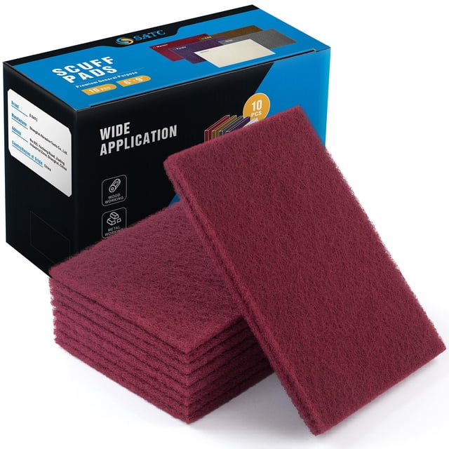 Scuff Pads S SATC 6 x 9, color granate, paquete de 10 unidades, para automóviles