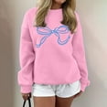 thumbnail image 2 of BODOAO Oversized Sweatshirt for Women Crewneck Bow Print Long Sleeve Pullover Hoodies Tops Fall Fashion Outfits Clothes 2025 Bow Graphic Sweatshirts Pullover Sweatshirts Crewneck Pullover Tops Pink S, 2 of 5