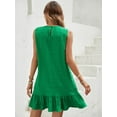 thumbnail image 3 of Women's Ruffle Hem Sleeveless Tank Dress Round Neck Casual Smock Summer Mini Dresses, 3 of 6