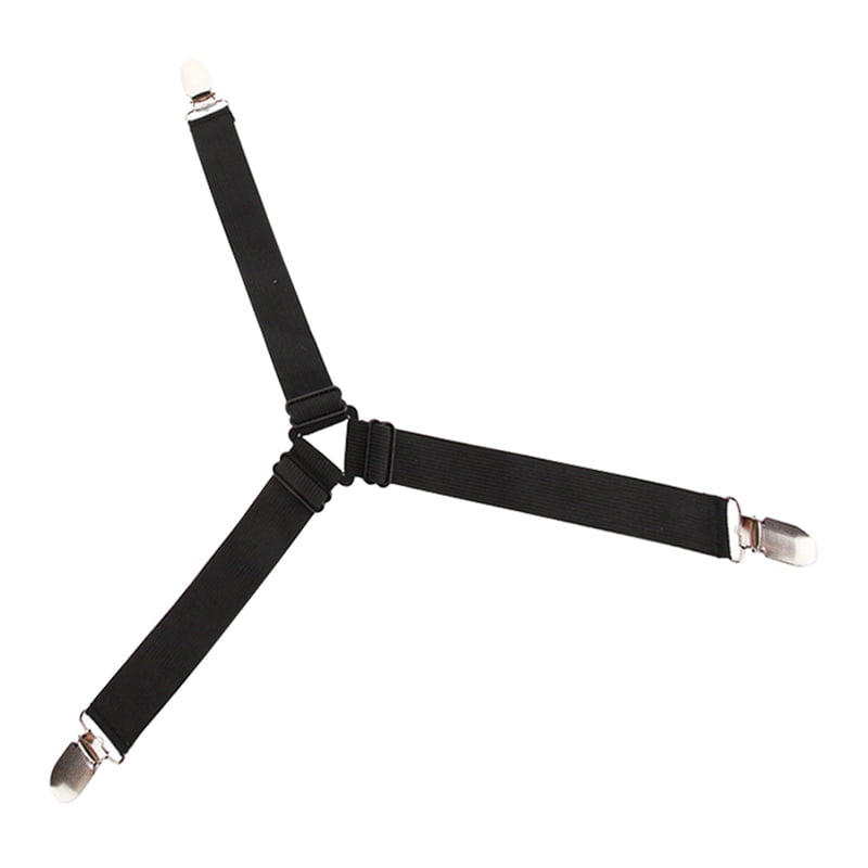 black Sheet Straps Suspenders with Metal Clips Adjustable Elastic Sheet Holder Straps Grippers LINVINC Adjustable Bed Fasteners 4 PCS 