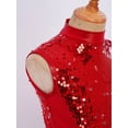 thumbnail image 5 of Hansber Kids Girls Sequin Sleeveless Mock Neck Liturgical Worship Praise Dance Dress Tunic Ballet Lyrical Dancewear Red 10, 5 of 7