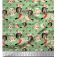 thumbnail image 1 of Soimoi Modal Satin Fabric Floral & Owl Cartoon Print Fabric by Yard 42 Inch Wide, 1 of 3