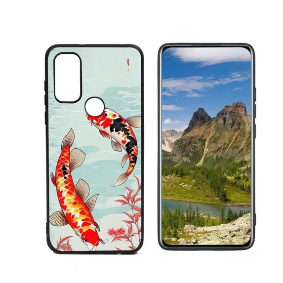 Compatible with Motorola Moto G Pure Phone Case, Japanese-Style-Koi-fish-1 Case Silicone Protective for Teen Girl Boy Case for Motorola Moto G Pure