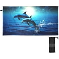 thumbnail image 2 of Coolnut Dolphin Jumping Beach Towel Soft Absorbent Quick Dry Sand Free Lightweight Polyester Camping Towels for Beach Travel Swim 31x71 in Wash cloth, 2 of 7