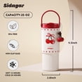 thumbnail image 4 of Sidagar 26 fl oz Stainless Steel Insulated Water Bottle with Handle, Leakproof Straw Lid, Red Cherry, 4 of 8
