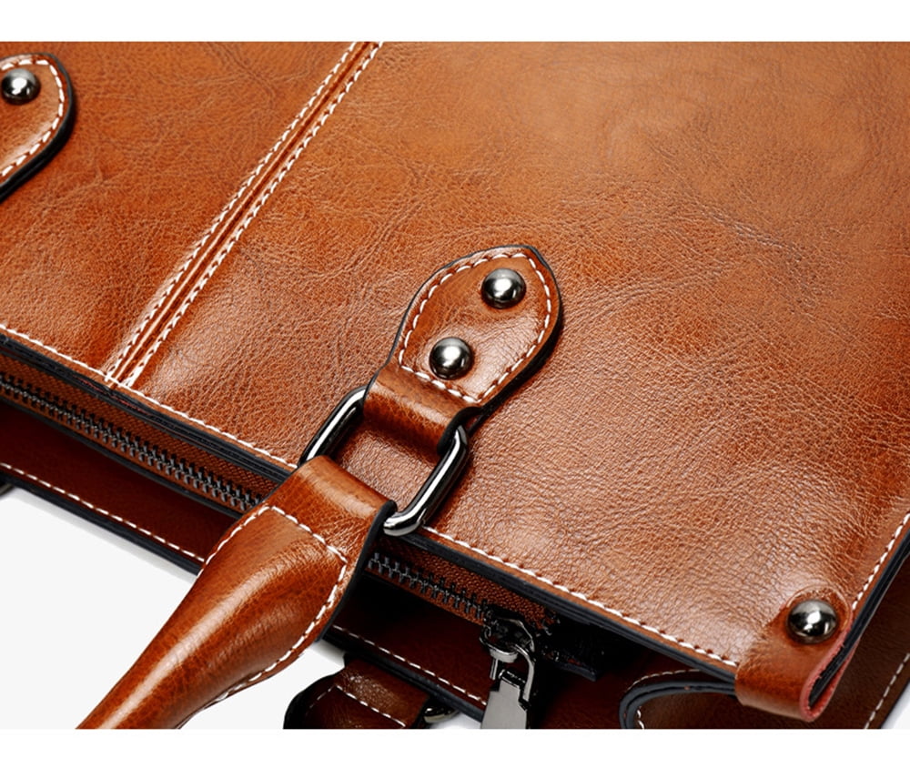 Genuine Leather Satchel Handbags for Women Large Shoulder Crossbody Bag Elegant Ladies Tote Purse with Zipper