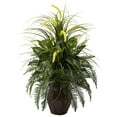 thumbnail image 2 of Nearly Natural Plastic 36" Mixed Greens & Cattails Artificial Plant with Planter, Green, 2 of 5