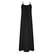 Horkkom Backless Dresses for Women Summer Beach Sleeveless Maxi Dresses Flowy Vacation Spaghetti Strap Dresses L