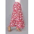 thumbnail image 5 of Women Red Cotton Soft Maxi Skirt, Flowy Boho Style White Floral Hand Block Print with Elastic Waist, XS, 5 of 6