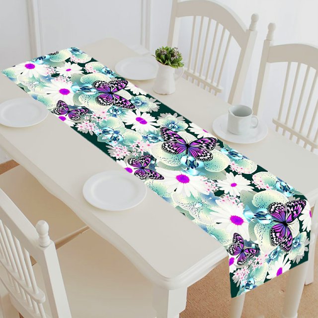 Camino de mesa ABPHQTO Flores Orquídea Mariposa Mantel individual 40x180 cm
