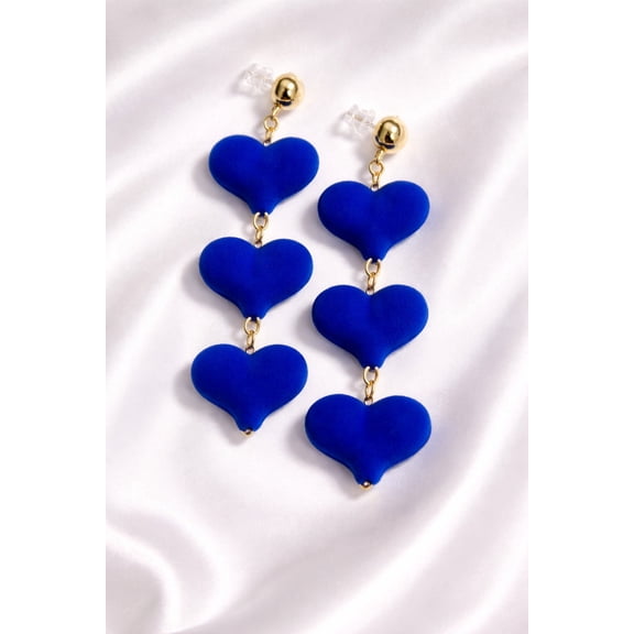 RubyLee Elegance Heart Shaped Blue Love Earrings, Stainless Steel, Includes Jewelry Pouch, 2 Count per Pack