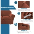 thumbnail image 3 of 4 Pieces Thick Velvet Sofa Covers Couch Covers for 3 Cushion Couch Sofa High Stretch Slipcovers Furniture Protector Form Fit Luxury Couch Cover for Dogs Width Up to 90 Inch, 3 of 7