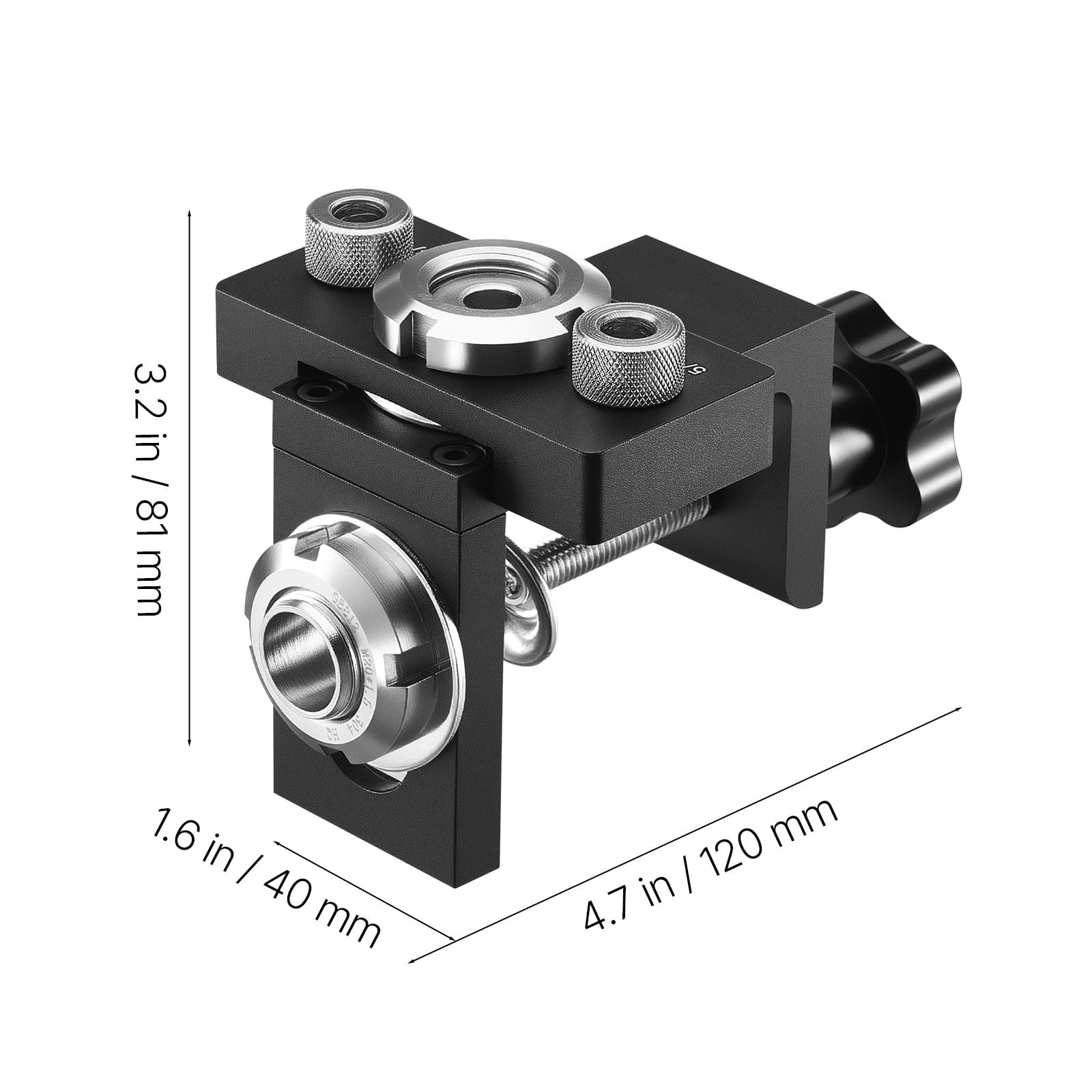 KFFKFF Self-Centering Doweling Jig Kit, Aluminum Alloy Woodworking Tool for Precise Holes, Includes 3 Drill Bit Sizes: 5/16", 3/8", and 19/32", Adjustable Width for Various Woodworking Applications