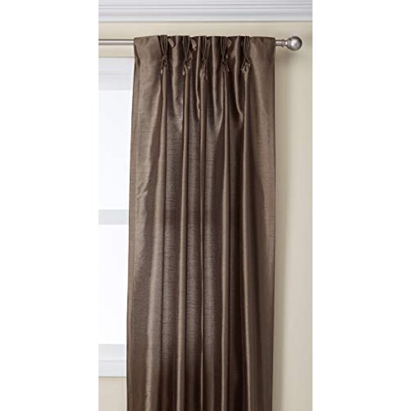 Curtainworks Panneau de Rideau en Faux Soie à Plis Pincés, 30 par 95 Pouces, Bronze
