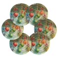 thumbnail image 3 of 6 Pcs Drink Coasters with Holder 3.94in Woven Coasters for Drinks Christmas Ornaments Watercolor Painting Coaster Set for Protection Table, 3 of 7