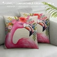 thumbnail image 3 of RUIYC  Throw Pillow Covers Animal with Flower Wreath Square Home Decorative Throw Pillow Case Cushion Covers  (Flamingo), 3 of 5