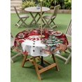 thumbnail image 3 of Outdoor Tablecloth with Umbrella Hole and Zipper, Red Black Plaid Christmas Round Table Cloth 54 Inch Waterproof Tablecloth, Snowman Xmas Tree Poinsettia Picnic Table Cover for Patio Camping, 3 of 7