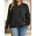 thumbnail image 3 of NISVIYA Winter Plus Size Sweaters for Women Drawstring V-Neck Sweatshirts Long Sleeves Hoodie, 3 of 5