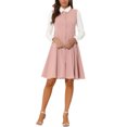 thumbnail image 2 of MODA NOVA Juniors Contrast Turn Down Collar Long Sleeve Button Belt Shirt Dress, 2 of 5