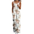 thumbnail image 3 of BiZtdJrK Jumpsuits for Women, Women's Summer Boho Floral Print Baggy Wide Leg Overalls Sleeveless Rompers Casual One Piece Pants with Pockets Holiday Outfits White M, 3 of 7