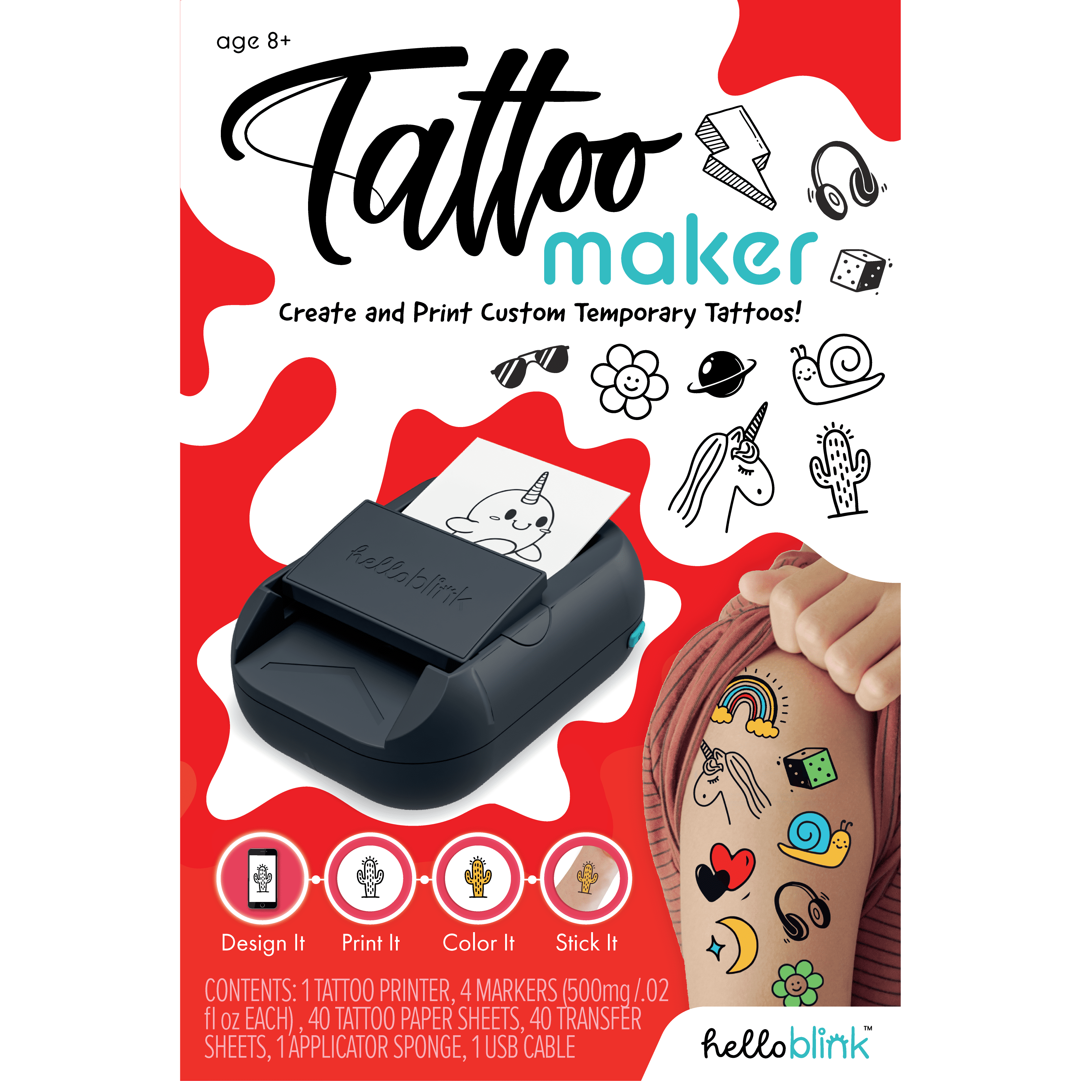 Hello Blink Tattoo Maker Temporary Body Art for Kids Ages 8+