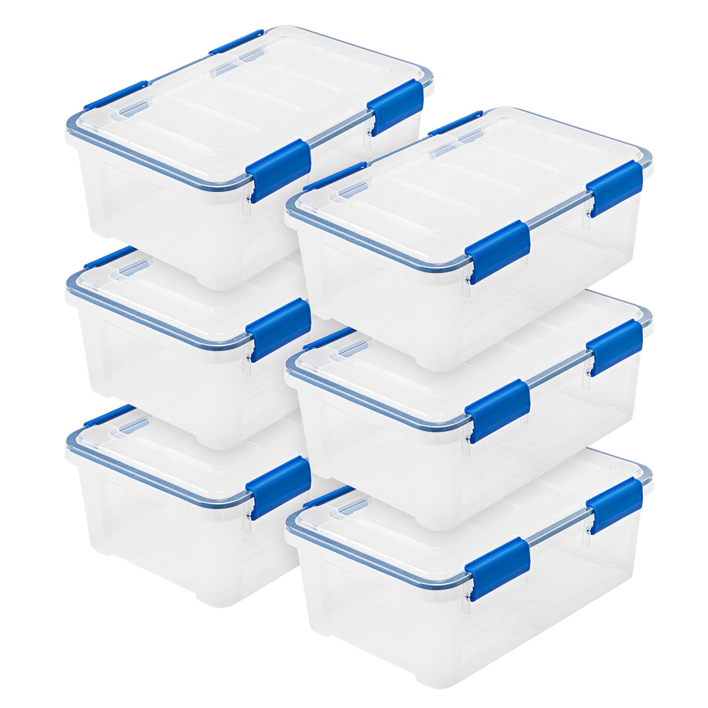 IRIS USA 16 QT Weathertight Gasket Storage Box with Buckles, Clear/Blue