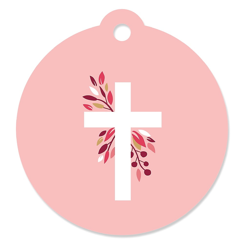 Baptism Labels with Pink Cross 36 count, 2.5 inch round Pink Christening Stickers Baptism Labels with Pink Cross 36 count, 2.5 inch round Pink Christening Stickers