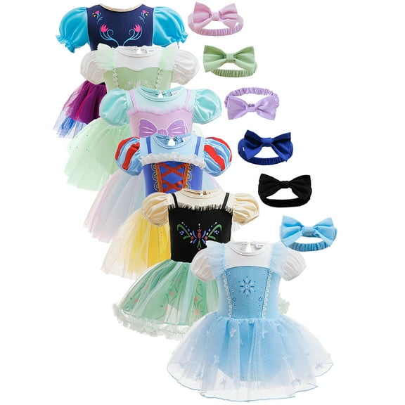 QEFJNO 6-24M Baby Girl Princess Dress Up Clothes Romper Dress   Headband Set Halloween Christmas Birthday Party Tulle Dresses