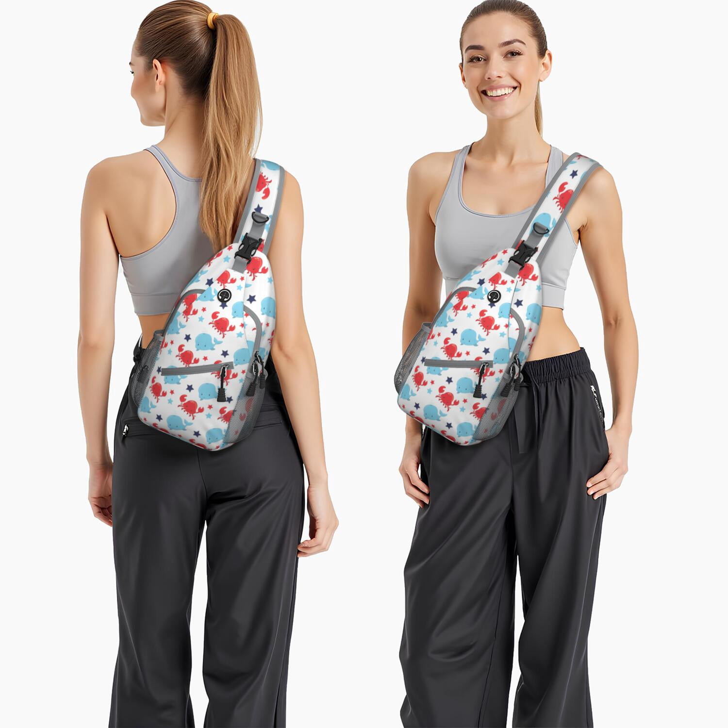 Blue Dolphin Chest Bag - Educational Marine Life Chart for Hiking & Biking - Lightweight & Durable