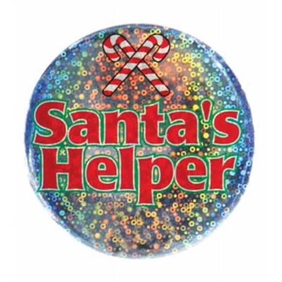 Party Decoration Santa'S Helper Button 3 1 By 2" - 12 Pack (1 Per Card)