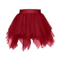 thumbnail image 3 of Womens Wine Tulle Skirt Layered High Low, Burgundy Party & Festival Skirt with Elastic Waist for Holiday Celebration,Size XL, 3 of 4