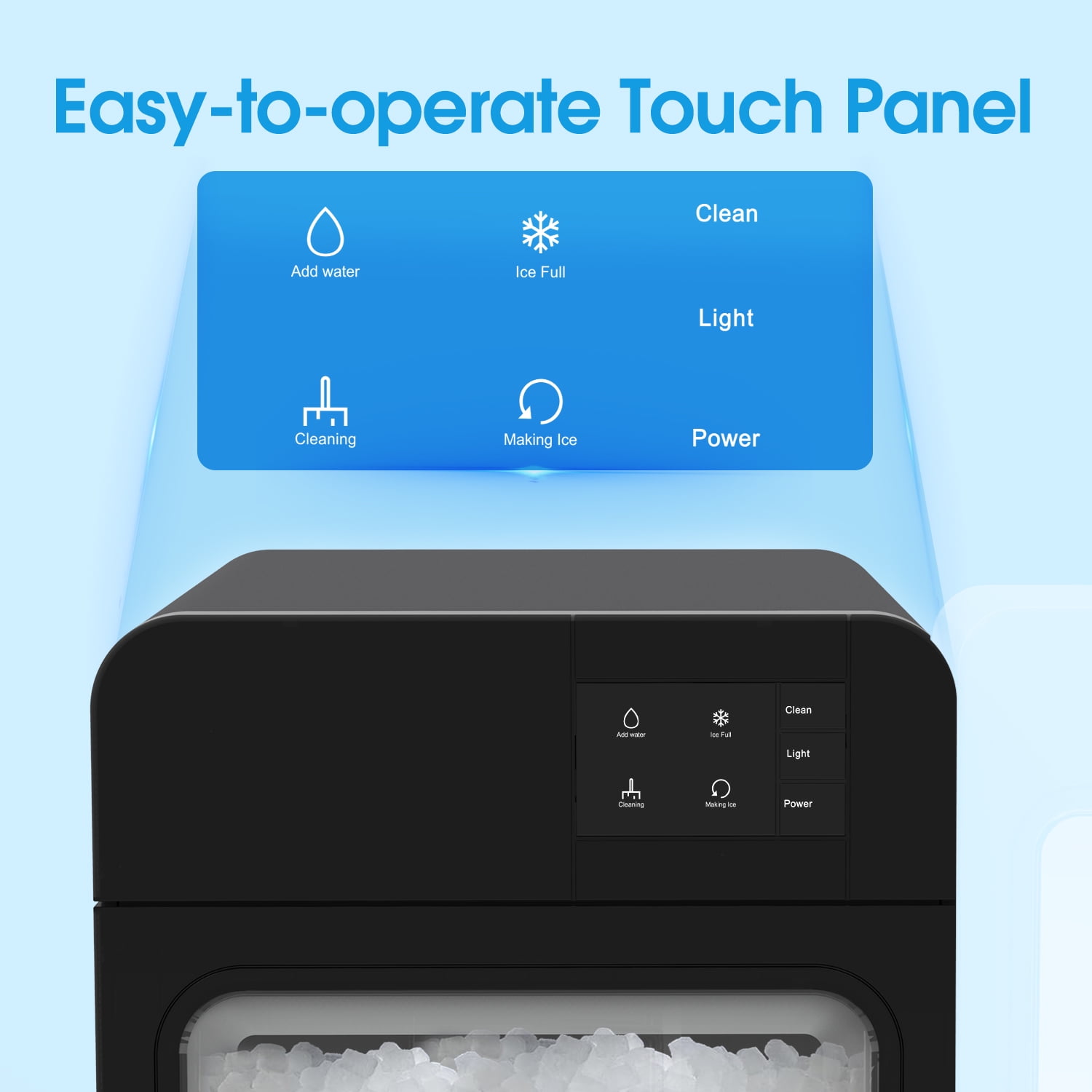 VECYS Nugget Ice Maker W/ Side Water Tank, 33LBS/Day Self-Cleaning, Black