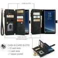 thumbnail image 4 of Wallet Case Compatible with Samsung Galaxy S8 Plus, Multifunctional Magnetic Closure Folio Case, [RFID Blocking] Durable PU Leather Flip Lanyard Strap Wristlet Zipper Card Holder Phone Case, Black, 4 of 10