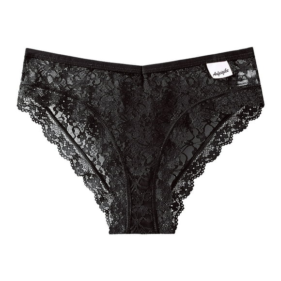Wyzesi Crotchless Panties Plus Size Women Lace Panties Mid Waist Breathable Sexy Hollow Mesh Crotch Briefs