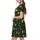 thumbnail image 2 of Easygdp Green Branch Olive para Vestido Transpirable de Mujer, Vestido Suelto de Manga Corta con Pliegues y Bolsillos para el Verano, 2 of 6
