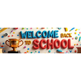 thumbnail image 4 of Yellow Welcome Back to School Banner, Globe Trophy and Book Elements, Backdrop Decorations for School Entrance Party Classroom Decor Photography Props, 4 of 4
