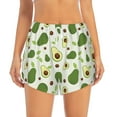 thumbnail image 4 of Lsque Green Avocado Printed Women's Running Shorts with Liner Pockets,Elastic Quick Dry Workout Athletic Gym Yoga Shorts,Womens High Waist Shorts-X-Large, 4 of 9