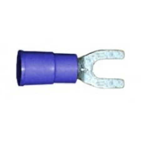 3M lok Vinyl Insulated Brazed Seam #6 Size Fork Terminal 16-14 Gauge (Blue) - 100 Pieces, Forked spade type terminals for screw down connections By