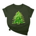 thumbnail image 2 of Tejiojio Merry Christmas Shirt for Women Letter Pattern Cute T-Shirt Leopard Plaid Tree Casual Graphic Print Funny Crewneck Tees Tops Green, 2 of 5