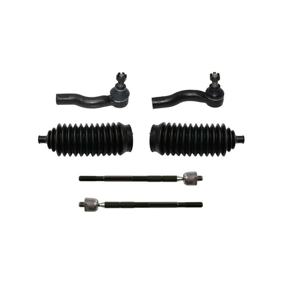 6 Pc Front Steering LH RH Kit Tie Rod Ends Outer Inner Rack & Pinion Bellow Boots