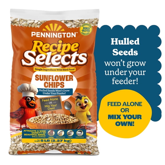 Pennington Select Sunflower Chips, Dry Wild Bird Food and Seed, 5 lb. Bag, 1 Pack