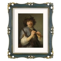 11x14 Frame Matted to 8 x 10 Photo, Picture Frames 11x14 for Wall and Table Decor, Navy Blue w/ Gold Accents, Vintage Poster Frame