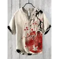 thumbnail image 1 of Chemise d'Été pour Hommes à Impression 3D style Chinois Fleur de Prunier Décontractée à Manches Courtes QZX, 1 of 6