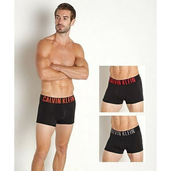 Calvin Klein Men's Intense Power Cotton Stretch 3-Pack Trunk, Black, Small